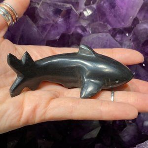 Black Onyx Shark Carving, Boy's Bedroom Decoration, Ocean Themed Carvings